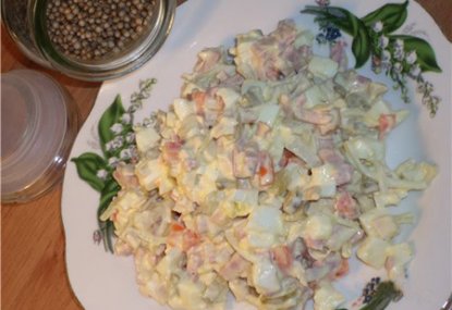 Рецепт салат с ветчиной