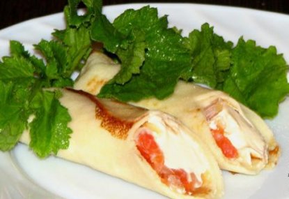 Рецепт Блинчики с лососем и сливочным сыром