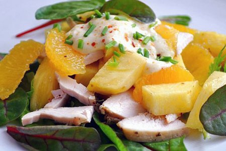 Рецепт салата с куриным филе и апельсином