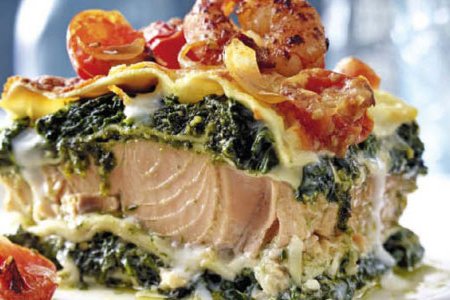 Рецепт лазаньи с лососем и шпинатом